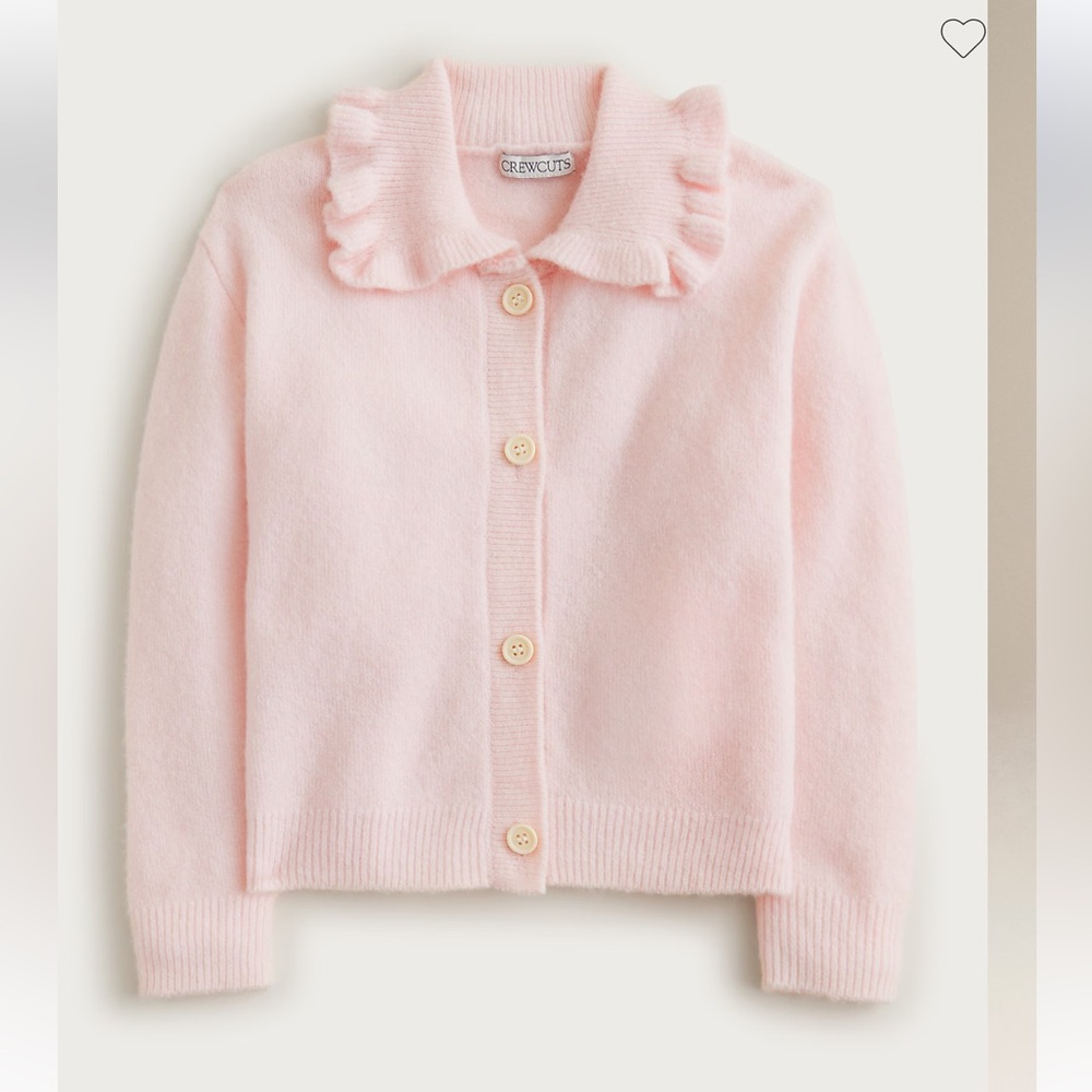 New with tags J.Crew girls Pink Ruffle-Collar Cardigan Sweater supersoft yarn